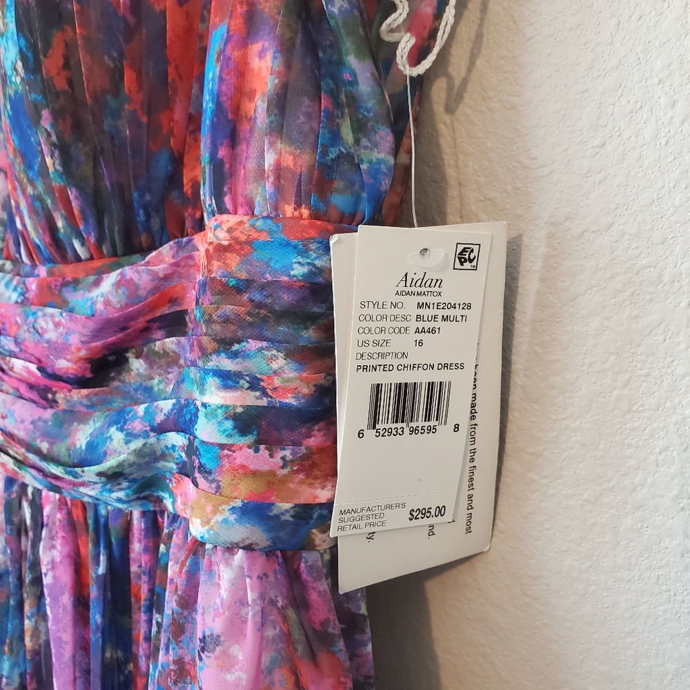 Aidan by Aidan Mattox Multicolor Floral Maxi Dress - Purple, Pink, Blue - Picture 9 of 10